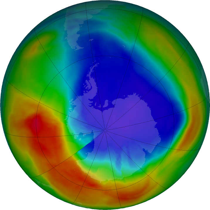 Antarctic ozone map for 17 September 2025